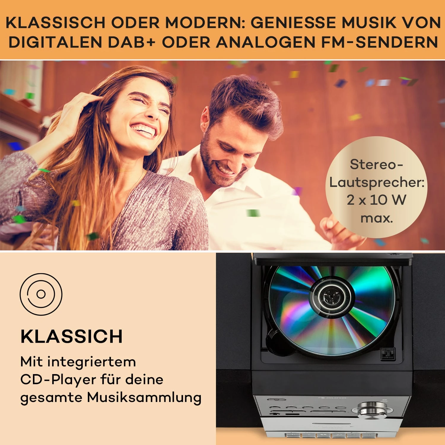 MC-40 DAB Stereoanlage UKW/DAB+ Bluetooth CD Kassette USB Fernbedienung – Bild 3