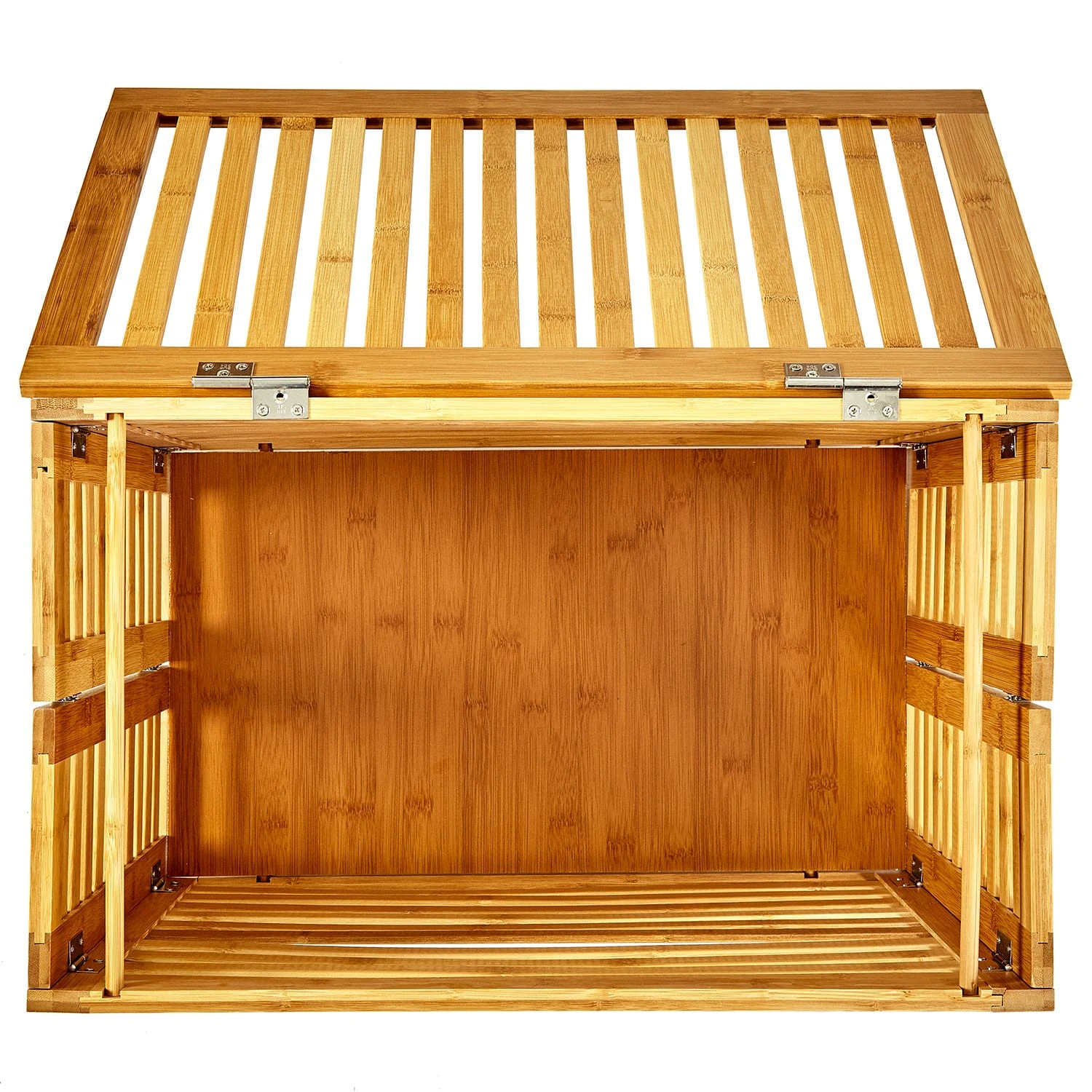 Wäschetruhe Deckel Lüftungsschlitzen Bambus Edelstahl – Bild 3