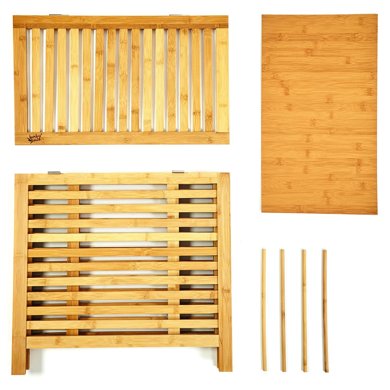 Wäschetruhe Deckel Lüftungsschlitzen Bambus Edelstahl – Bild 4