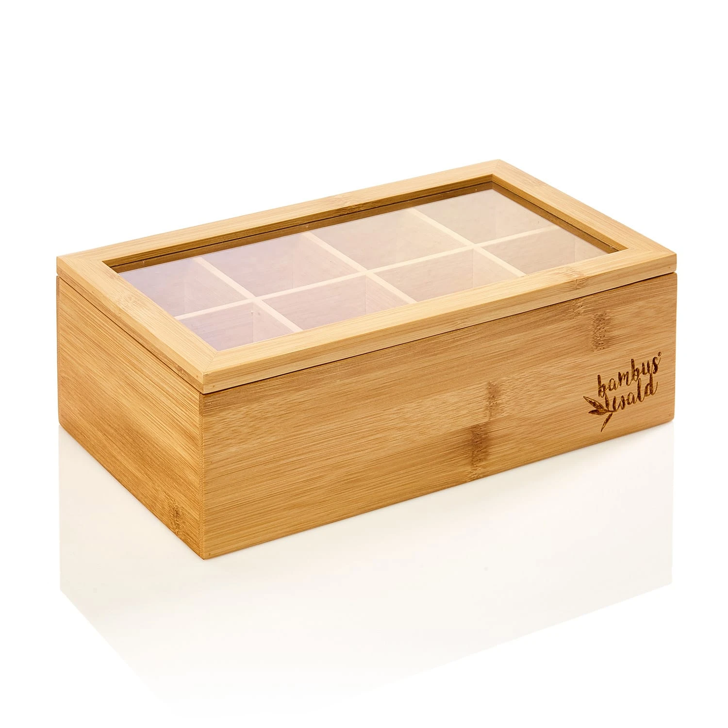 Teebox 8 Fächer 120 Teebeutel Kunststoff-Sichtfenster Bambus – Bild 7