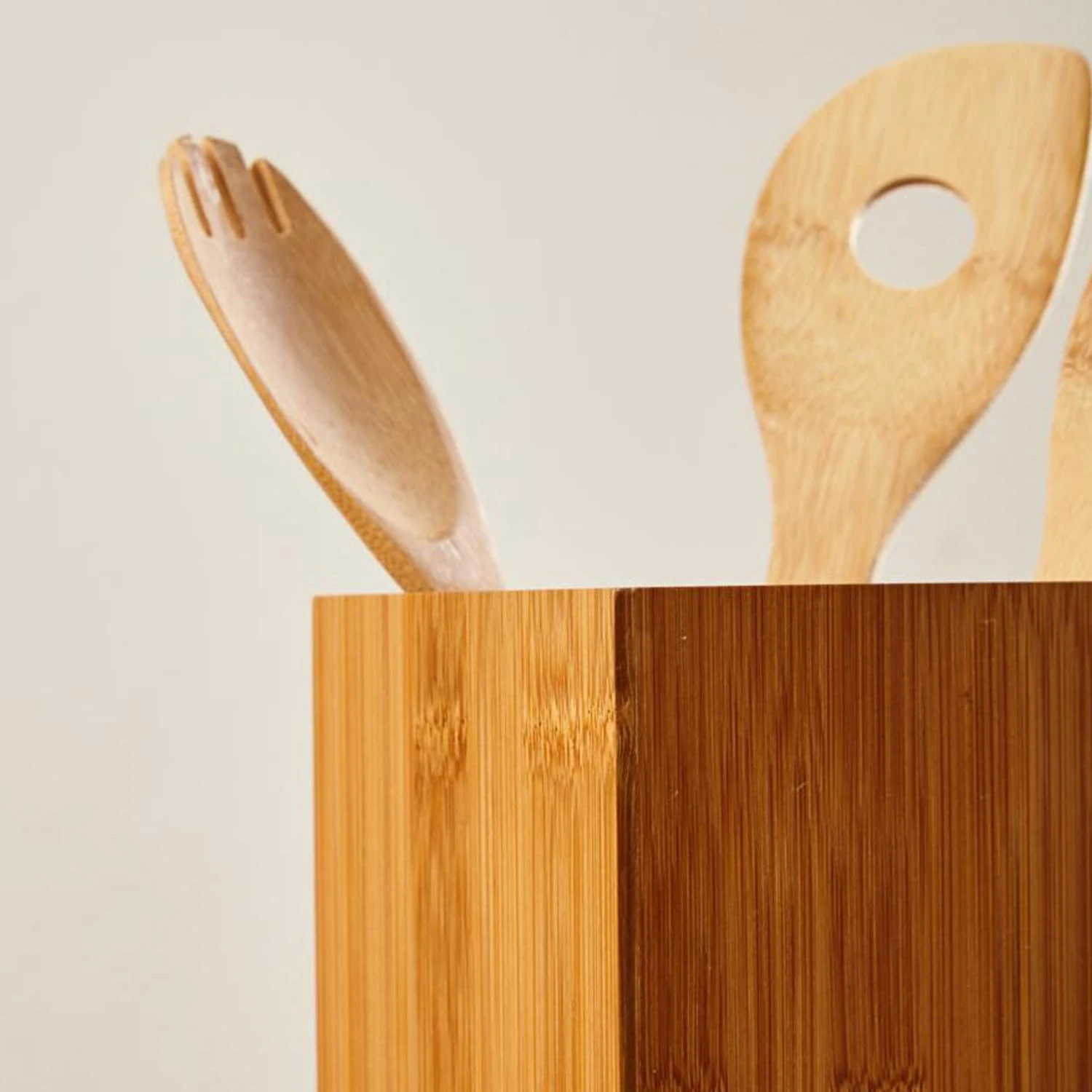 Utensilienhalter Quadratisch 12 X 23 X 12 Cm (BxHxT) Bambus – Bild 3