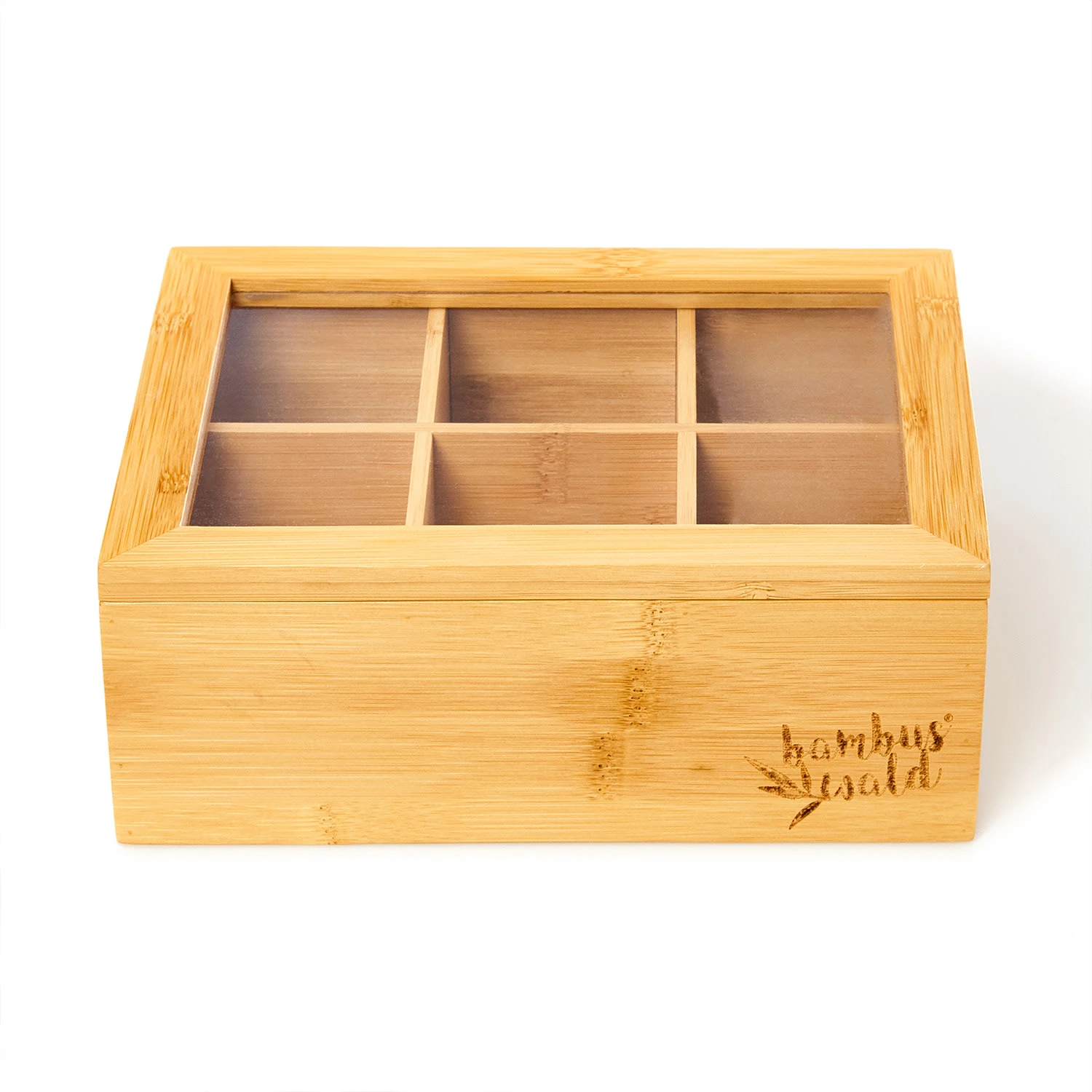 Teebox 6 Fächer 90 Teebeutel Kunststoff-Sichtfenster Bambus – Bild 4