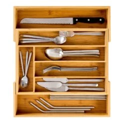Besteckkasten 5-7 Fächer Max. 40 X 5 X 35,5 Cm Bambus