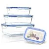 Rechteckige Glasbox 1520 Ml, 1040 Ml, 640 Ml, 370 Ml Mit Deckel 4er-Set