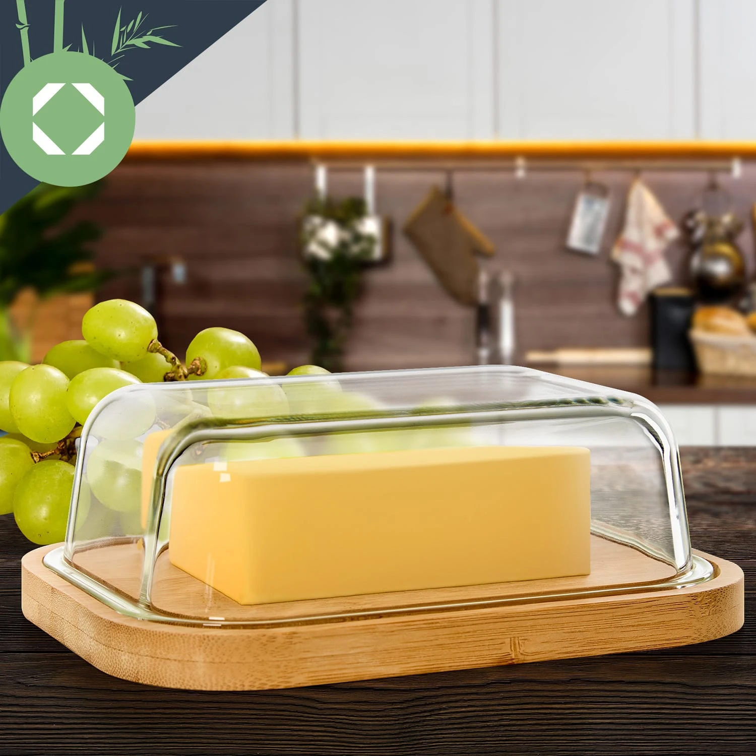 Glas-Butterdose Bambusboden Luftdicht Spülmaschinenfest – Bild 4