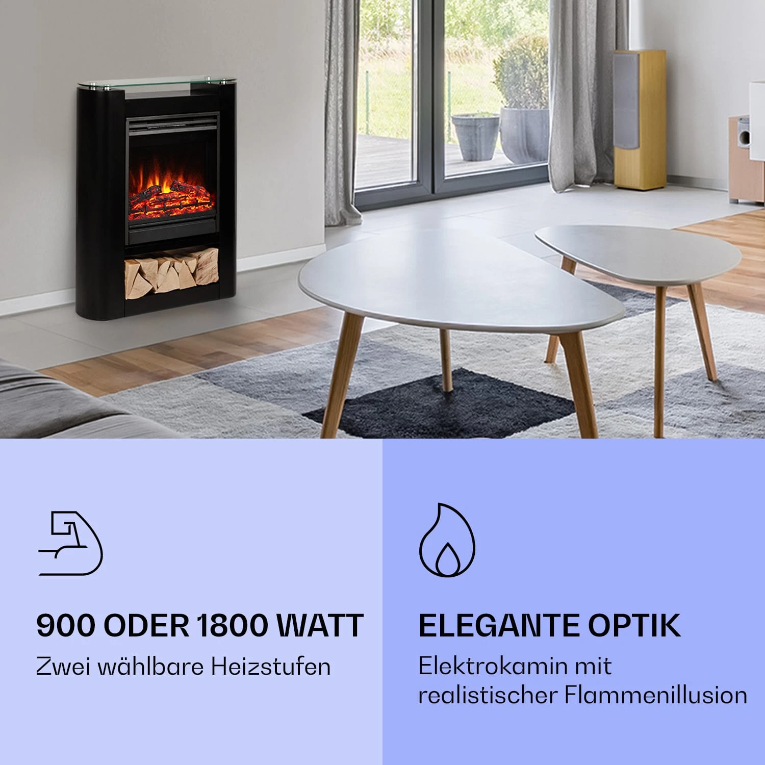 Studio 5 Arc Elektrokamin 1800 W LED-Flammen Heizlüfter Fernbedienung – Bild 2