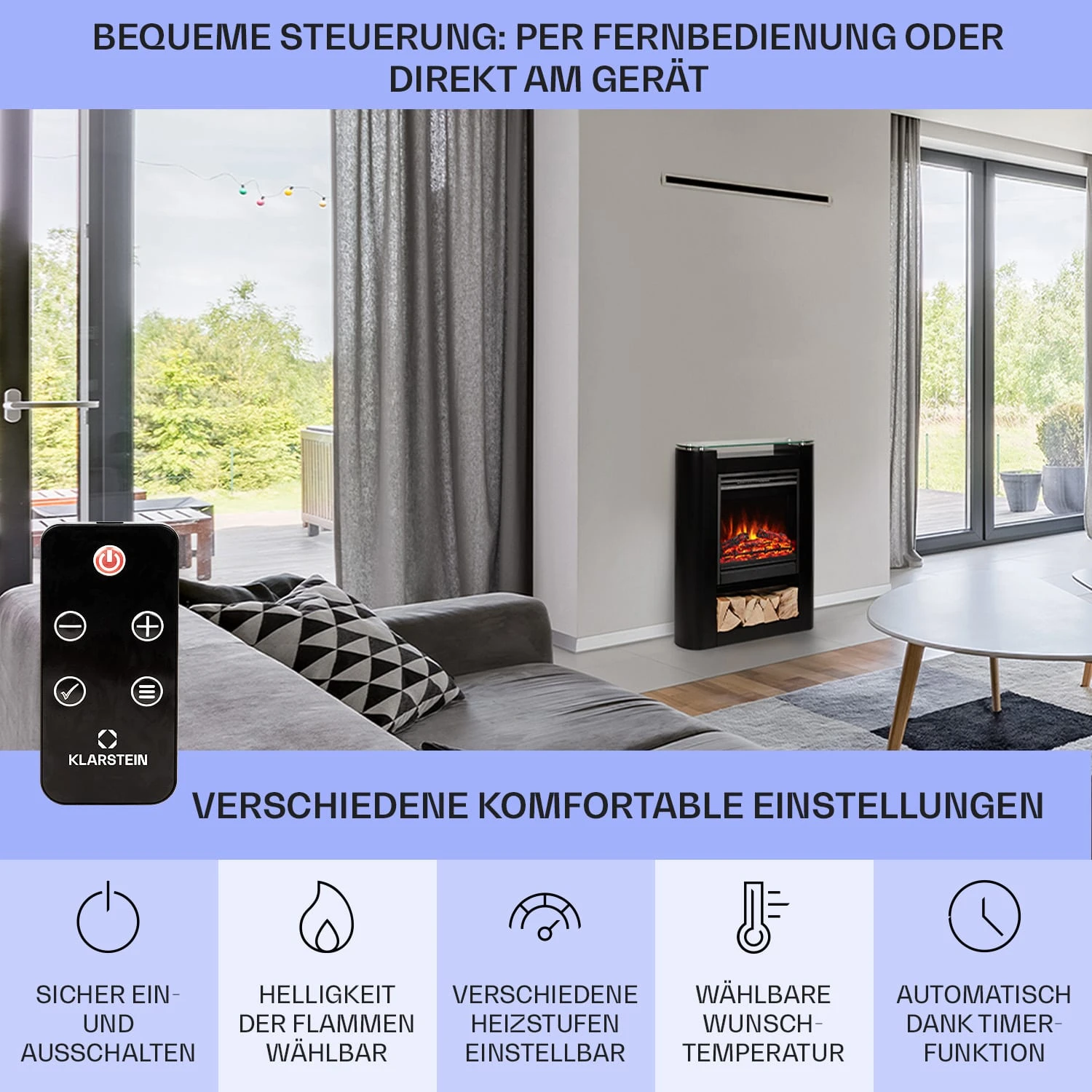Studio 5 Arc Elektrokamin 1800 W LED-Flammen Heizlüfter Fernbedienung – Bild 6