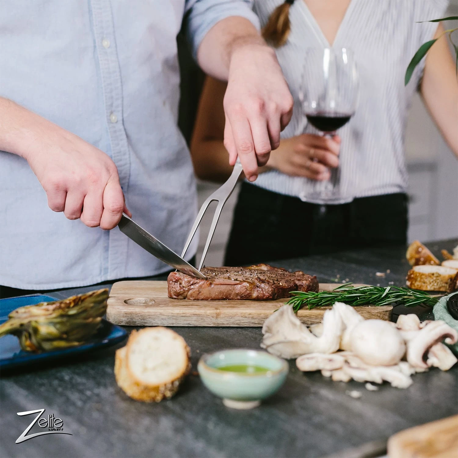 Alpha-Royal German 5" Steakmesser 4er-Set 56 HCR Edelstahl – Bild 3