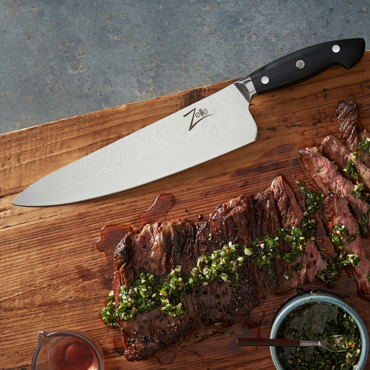 Executive-Plus Serie 10" Kochmesser 61 HRC Damaszenerstahl – Bild 3