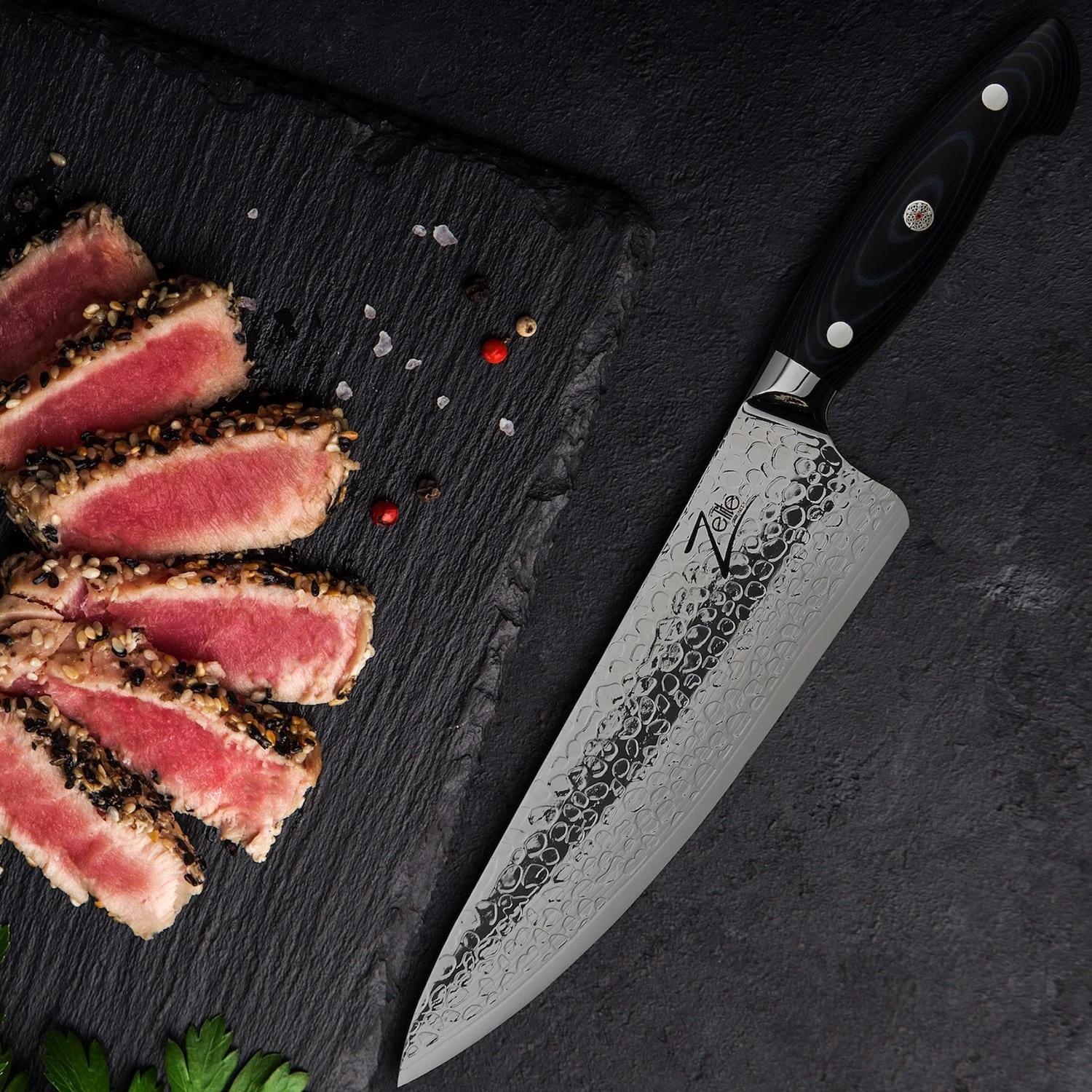 Executive-Plus Serie 8" Chefkoch Kochmesser 61 HRC Damaszenerstahl – Bild 3