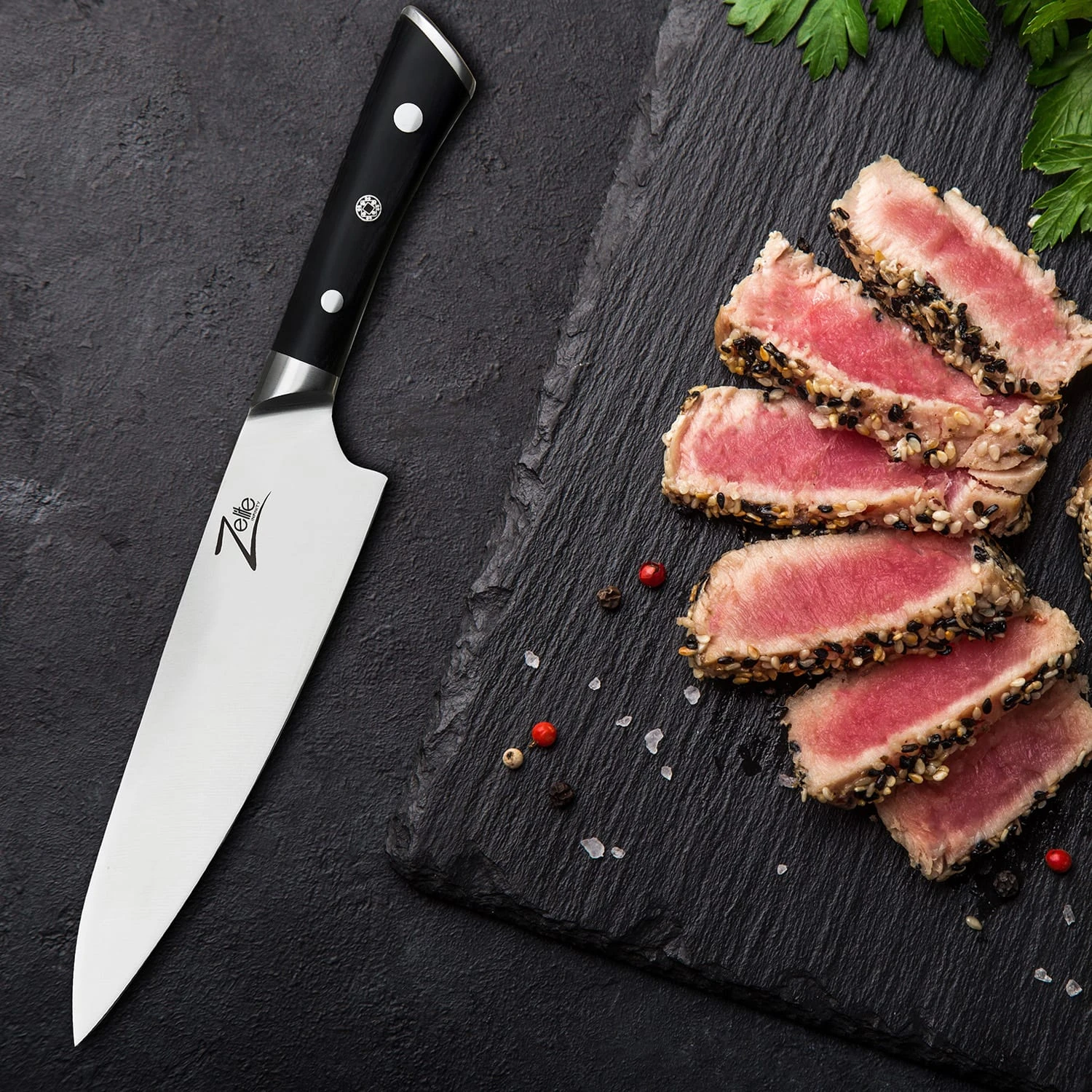 Razor-Edge Serie 8" Kochmesser 59 HRC Edelstahl – Bild 4