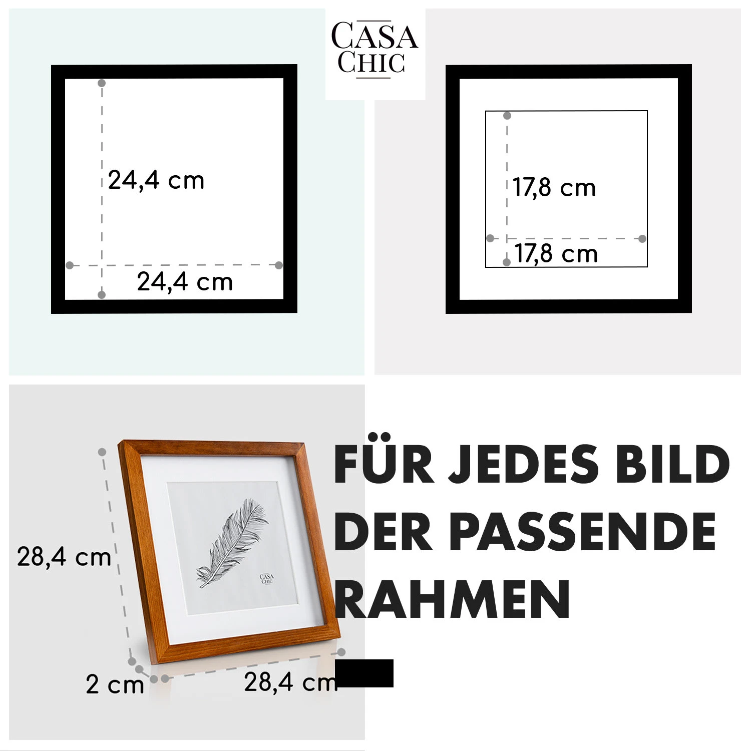 Bristol Bilderrahmen Glasscheibe 25 X 25 Cm Mit Passepartout Echtholz – Bild 5