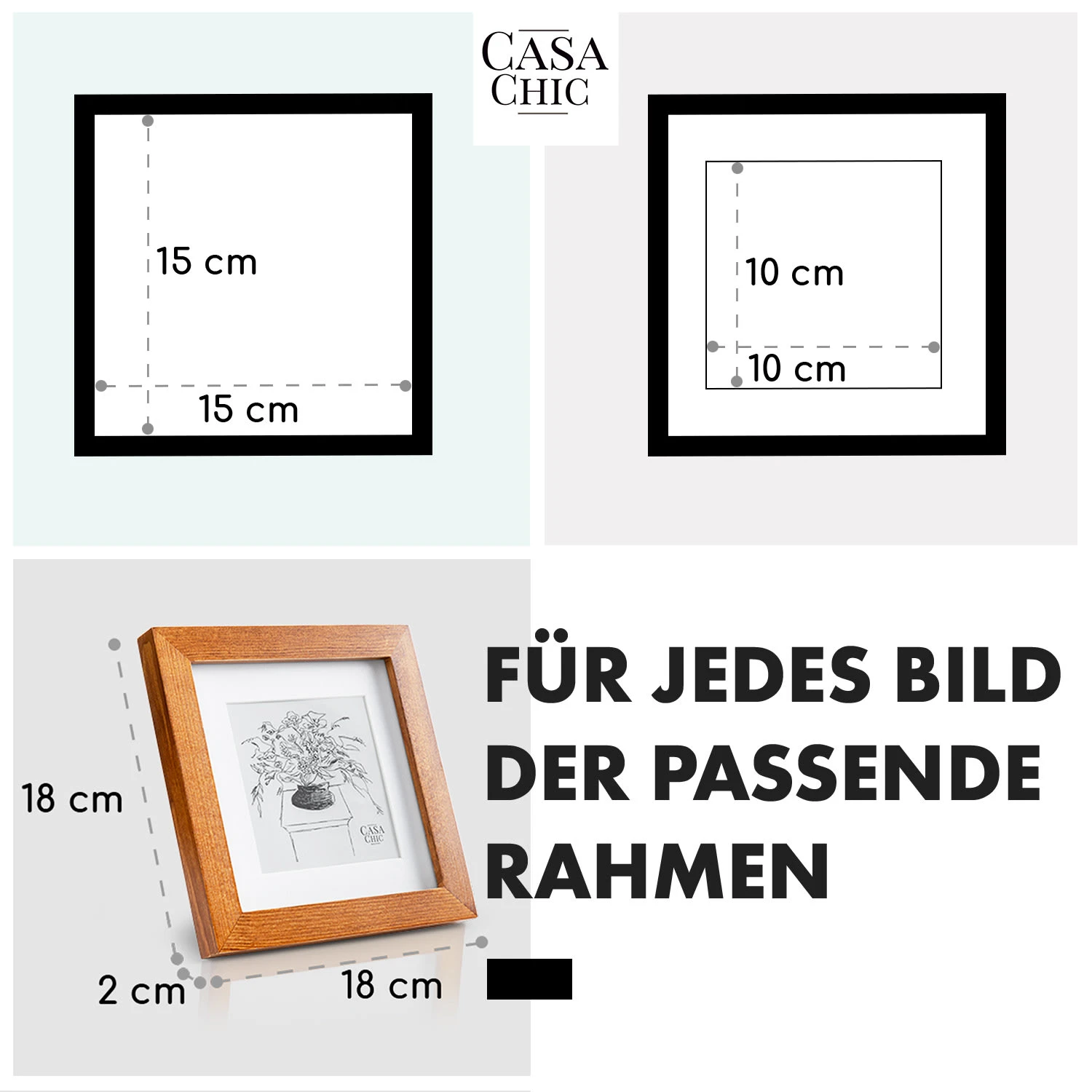 Bristol Bilderrahmen Glasscheibe 15 X 15 Cm Mit Passepartout Echtholz – Bild 5