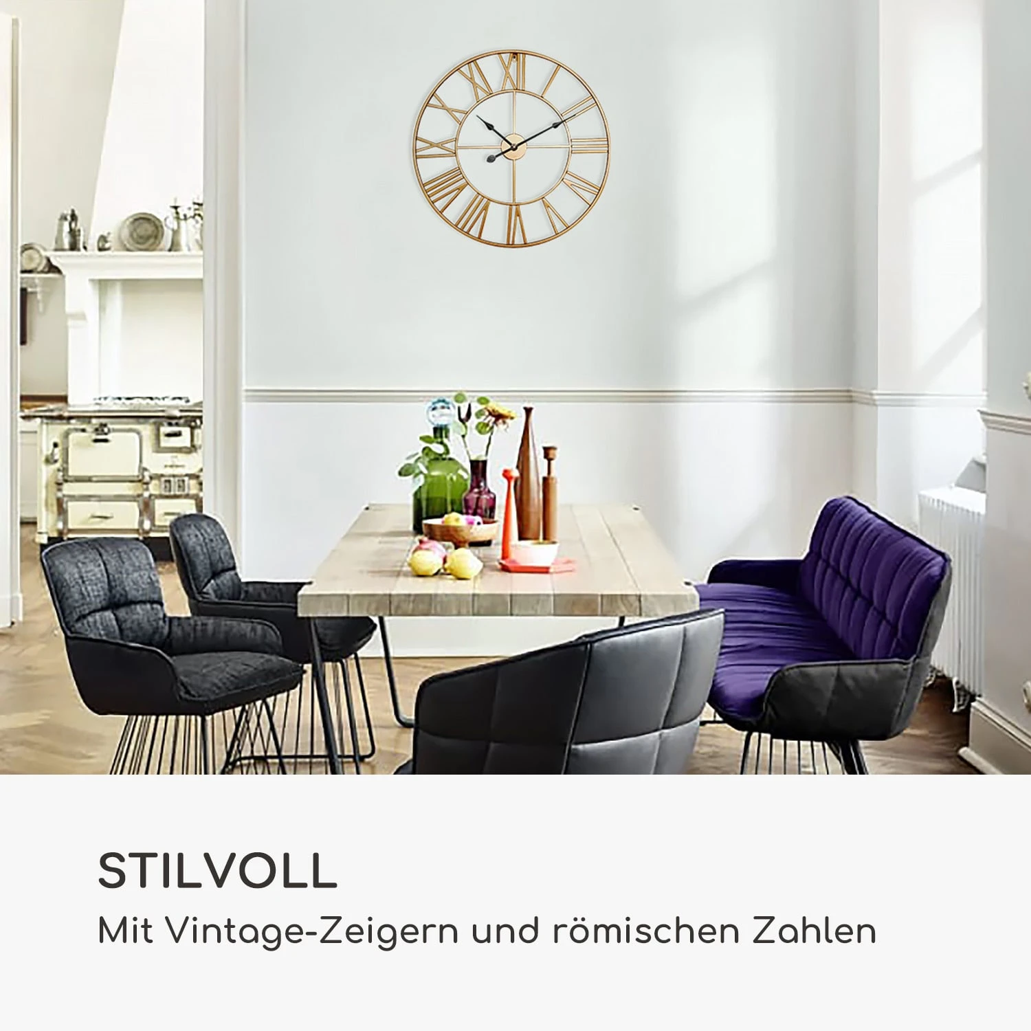 Queensway 60 Wanduhr Metallrahmen Geräuschlos Ø 60 Cm – Bild 2