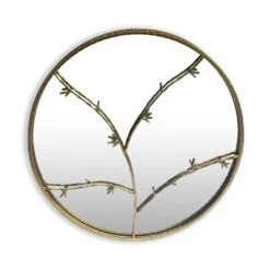 Berkeley Wandspiegel Metallrahmen Rund Ø 80 Cm Zweig-Design