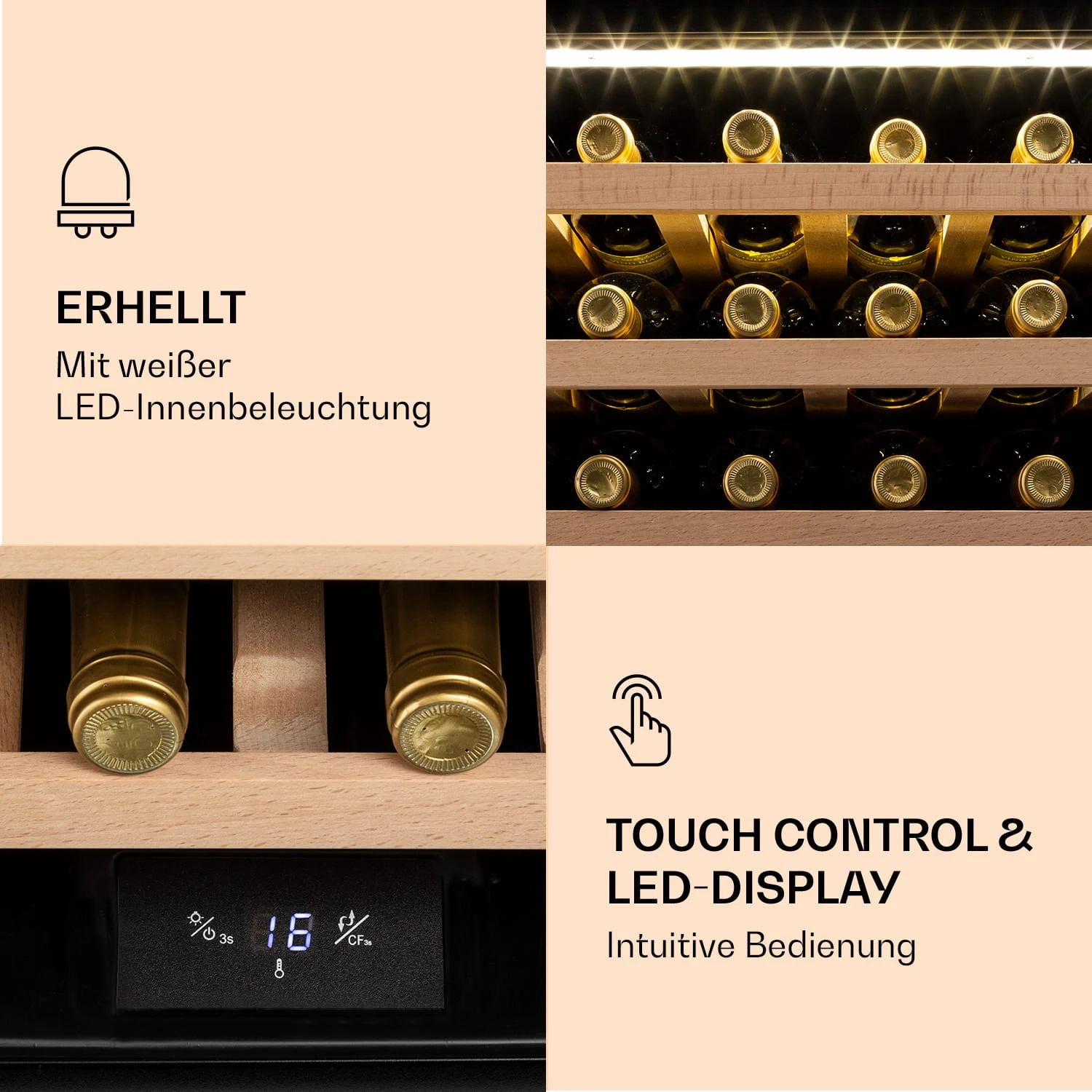 Vinsider 24 Built-In Uno Weinkühlschrank Einbaugerät 1 Zone 24 Flaschen Edelstahl – Bild 5