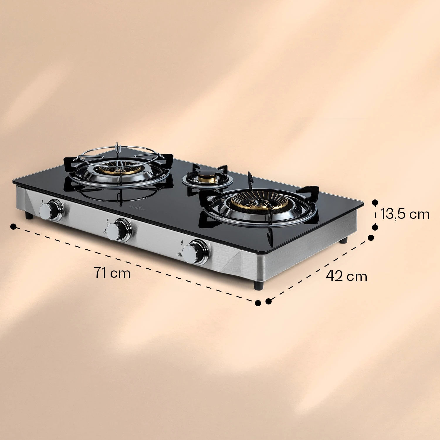 Barzona 3 Campingkocher 3 Brenner 3,4 KW & 0,75 KW & 4,3 KW Glasplatte & Edelstahlgehäuse – Bild 9
