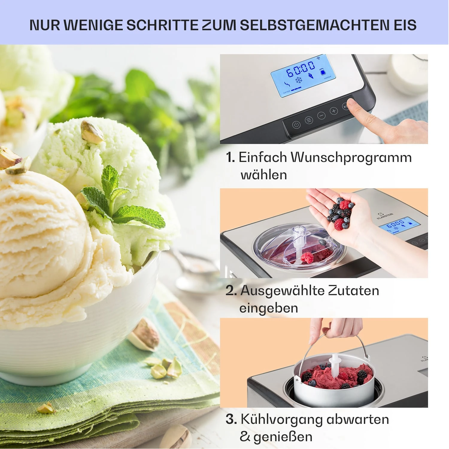 Dolce Bacio Smart Eiscremebereiter Yogurtmaker Kompressor 2 Liter WiFi Touch Edelstahl – Bild 4