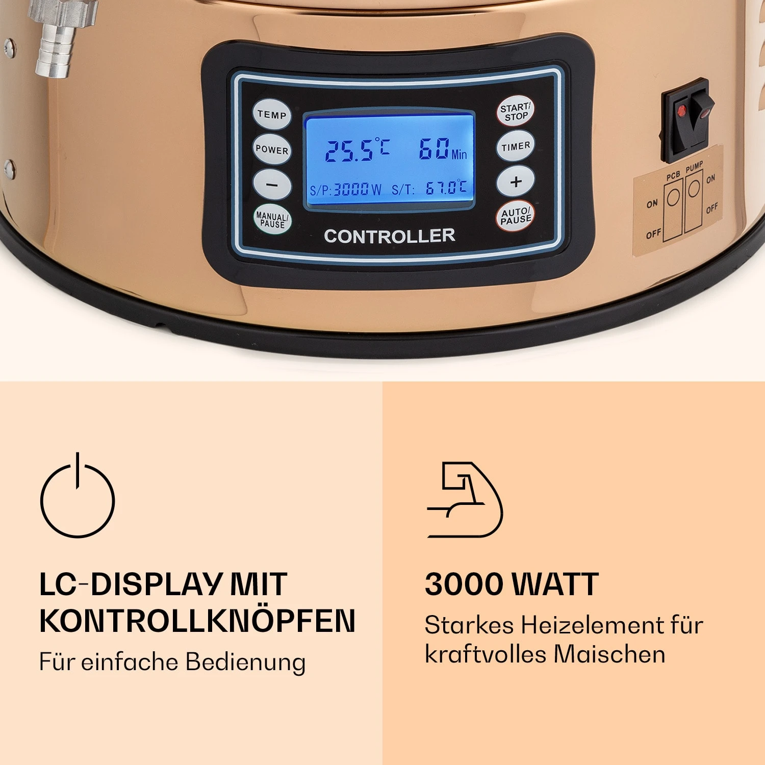 Mundschenk Maischekessel, Bierbrauanlage, 2500 W, 30 L, 9 Programme – Bild 3