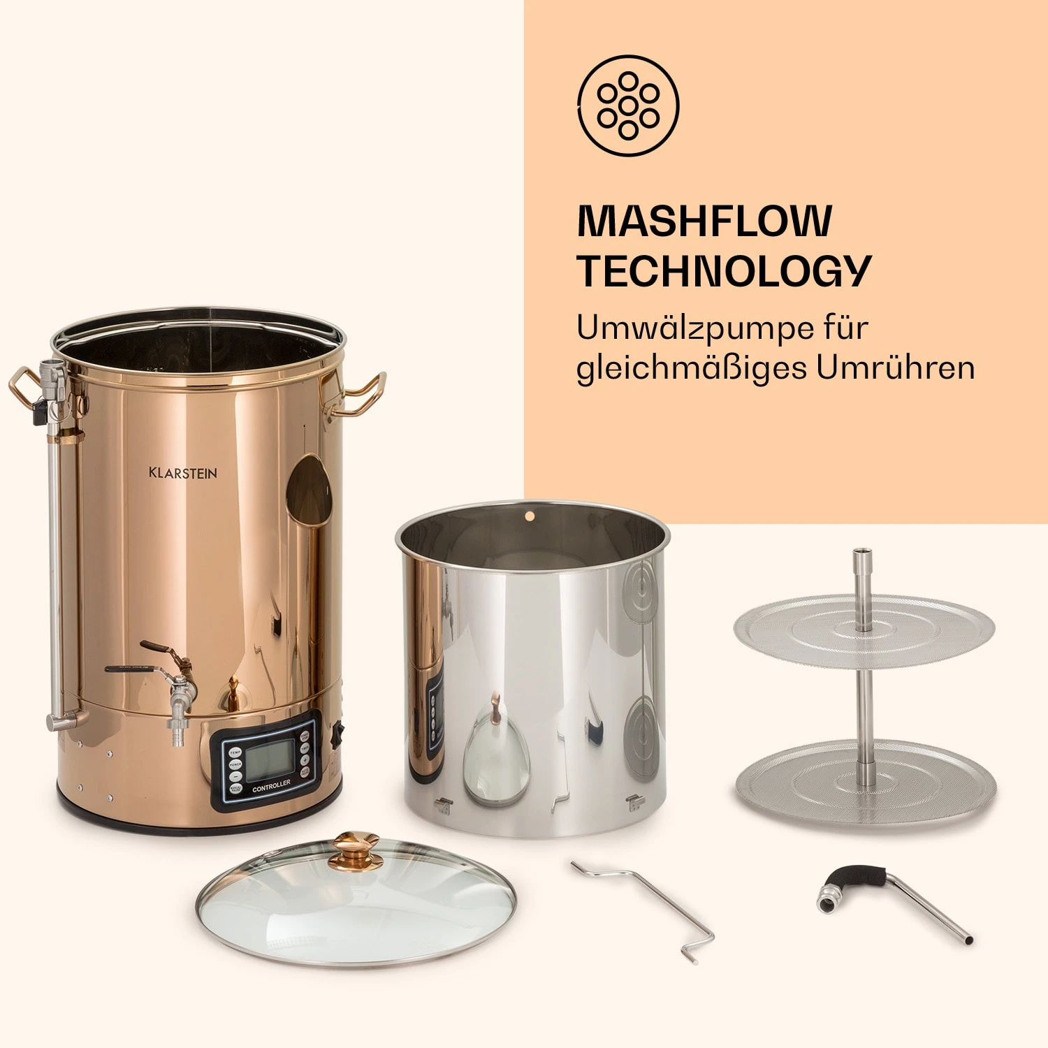 Mundschenk Maischekessel, Bierbrauanlage, 2500 W, 30 L, 9 Programme – Bild 6