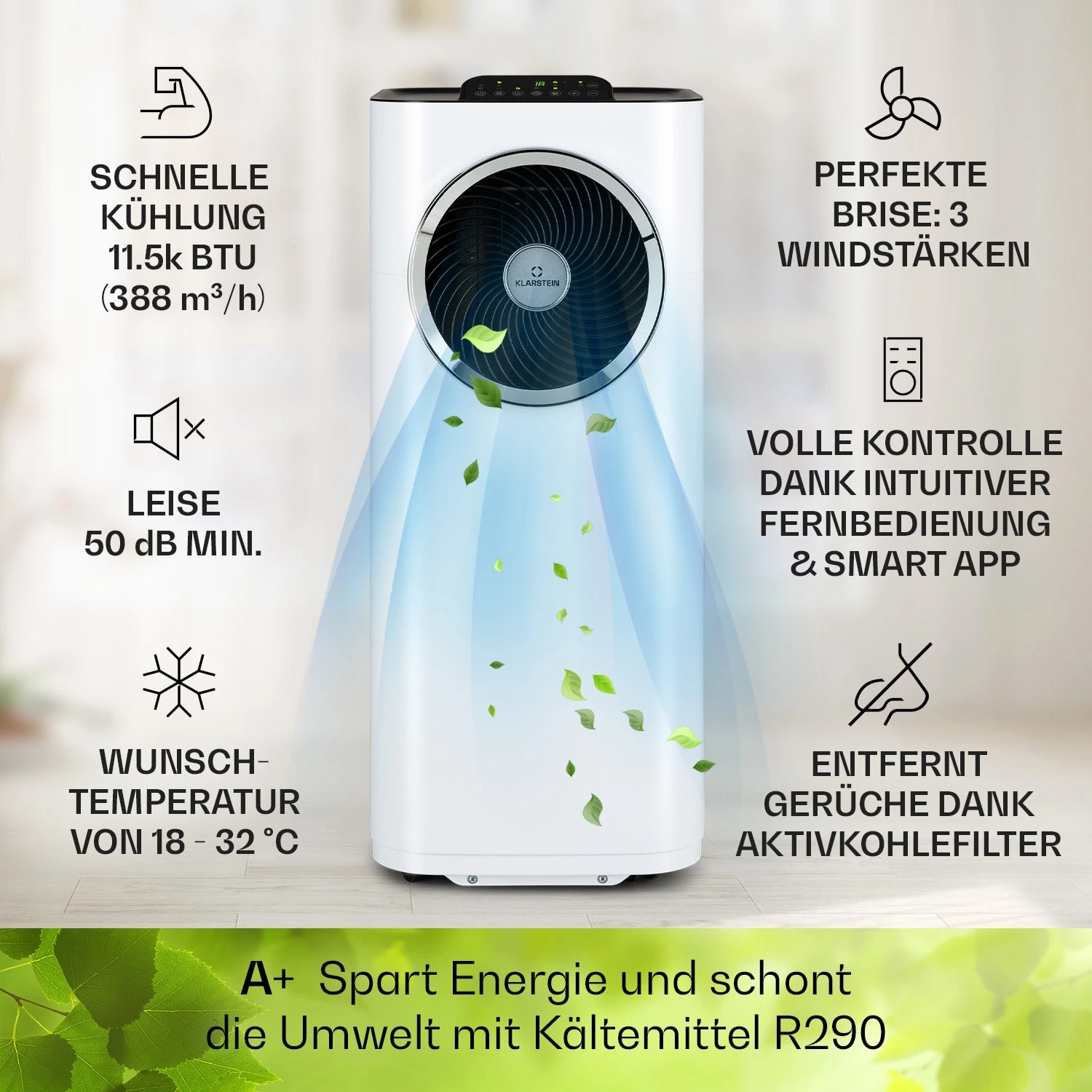 Kraftwerk Eco Smart 11 Klimaanlage 3-in-1 11500 BTU App Fernbedienung – Bild 2