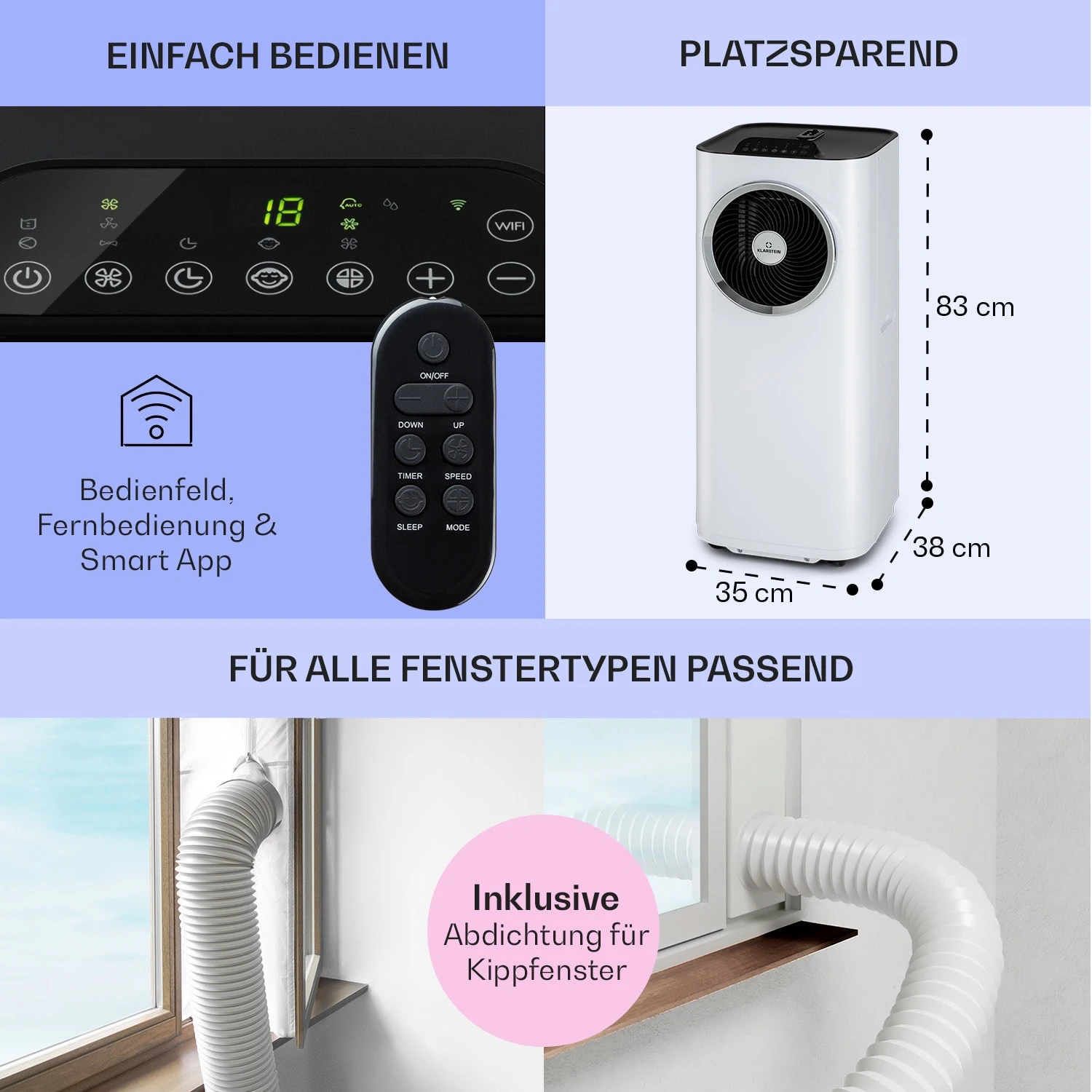 Kraftwerk Eco Smart 11 Klimaanlage 3-in-1 11500 BTU App Fernbedienung – Bild 6