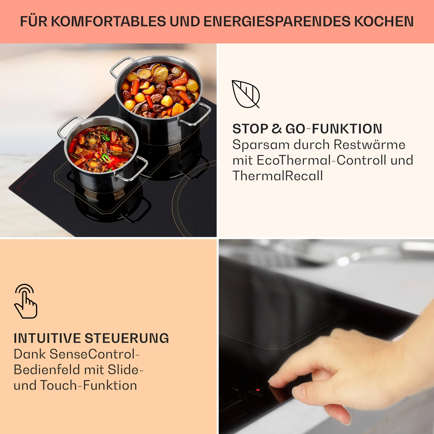 Victoria 5 Flex Induktionskochfeld Einbau 7400W 2 Flexzonen Timer – Bild 4