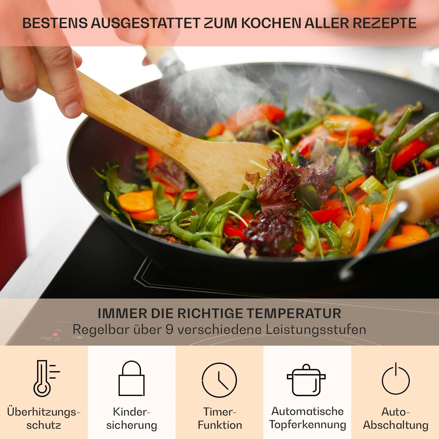 Victoria 5 Flex Induktionskochfeld Einbau 7400W 2 Flexzonen Timer – Bild 5