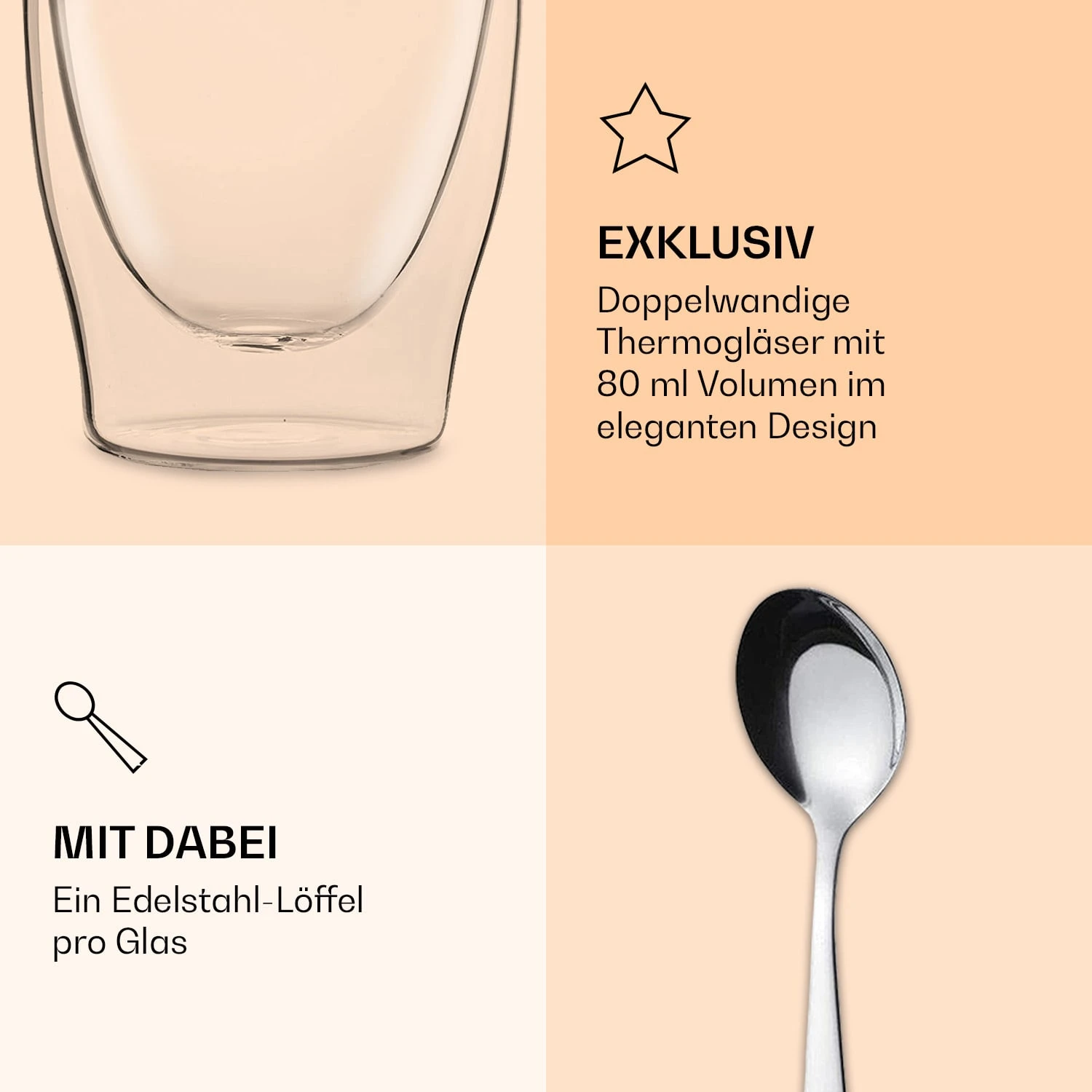 DUOS Doppelwandiges Glas 80 Ml Thermofunktion Inkl. Edelstahl-Löffel – Bild 6