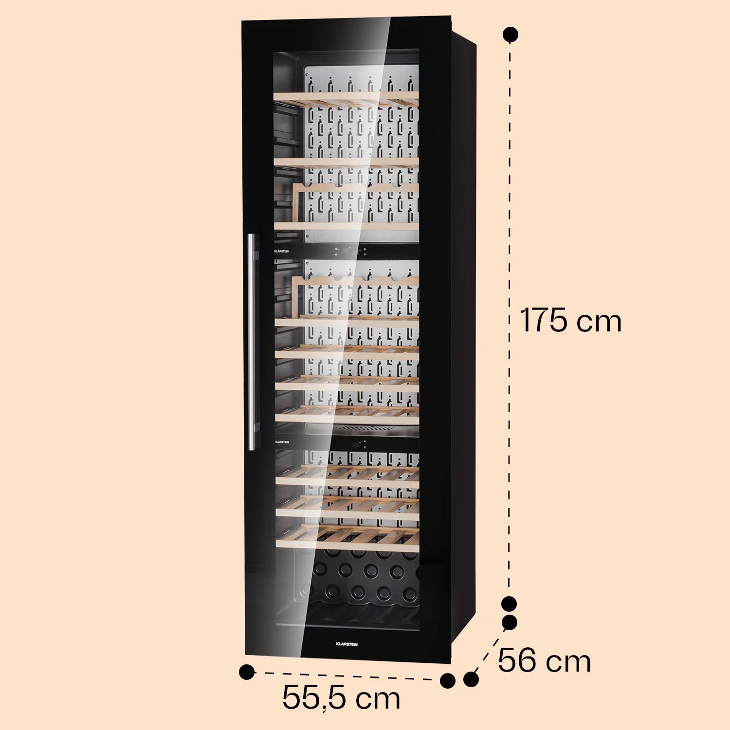 Vinsider 89 Built-In Trio Built-In Weinkühlschrank 5 – 18 °C Touch-Bedienfeld Holzregale – Bild 8