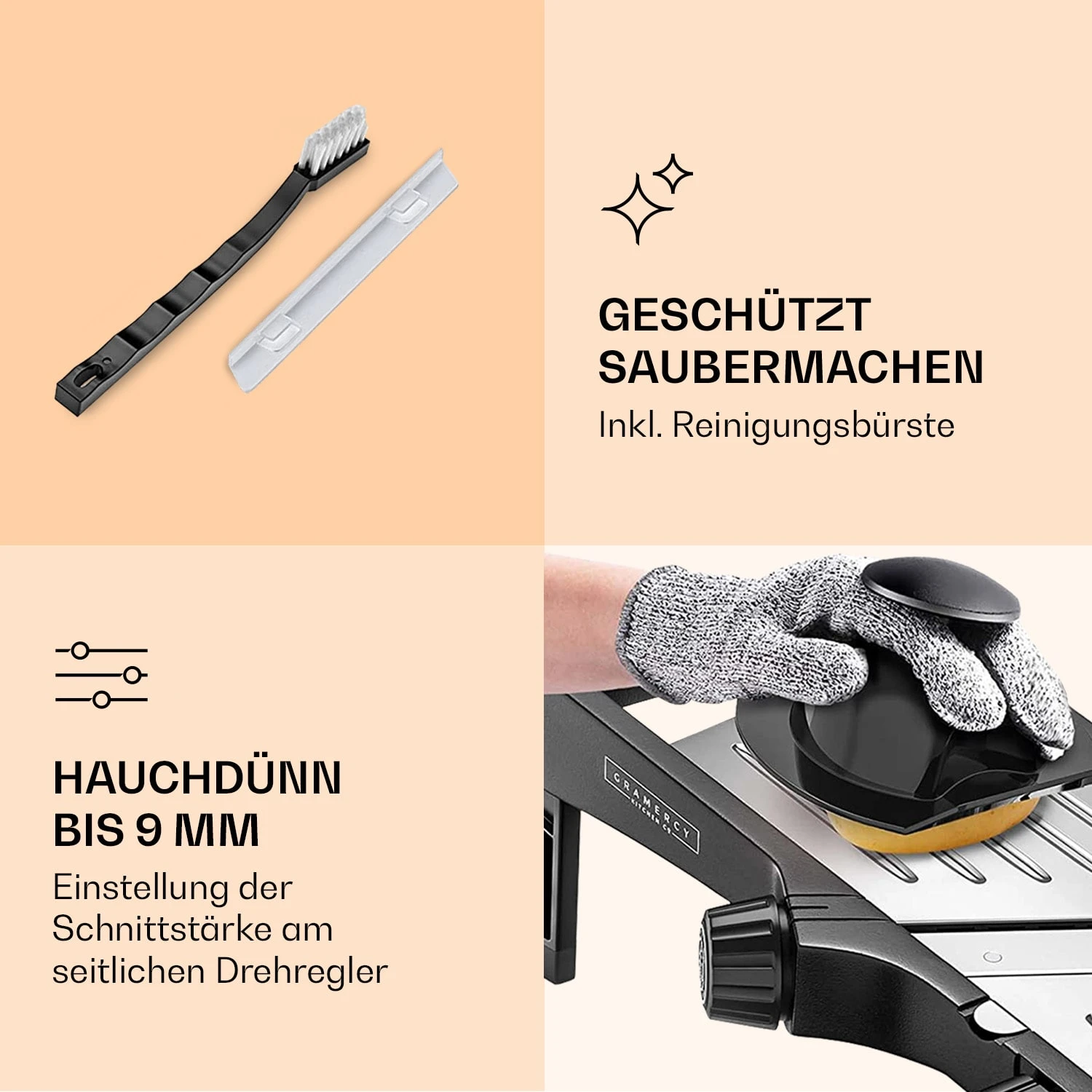 Mandoline Küchenhobel Inkl. Wellenschnitt Edelstahl 1 Bis 9 Mm Julienne-Schneider – Bild 4