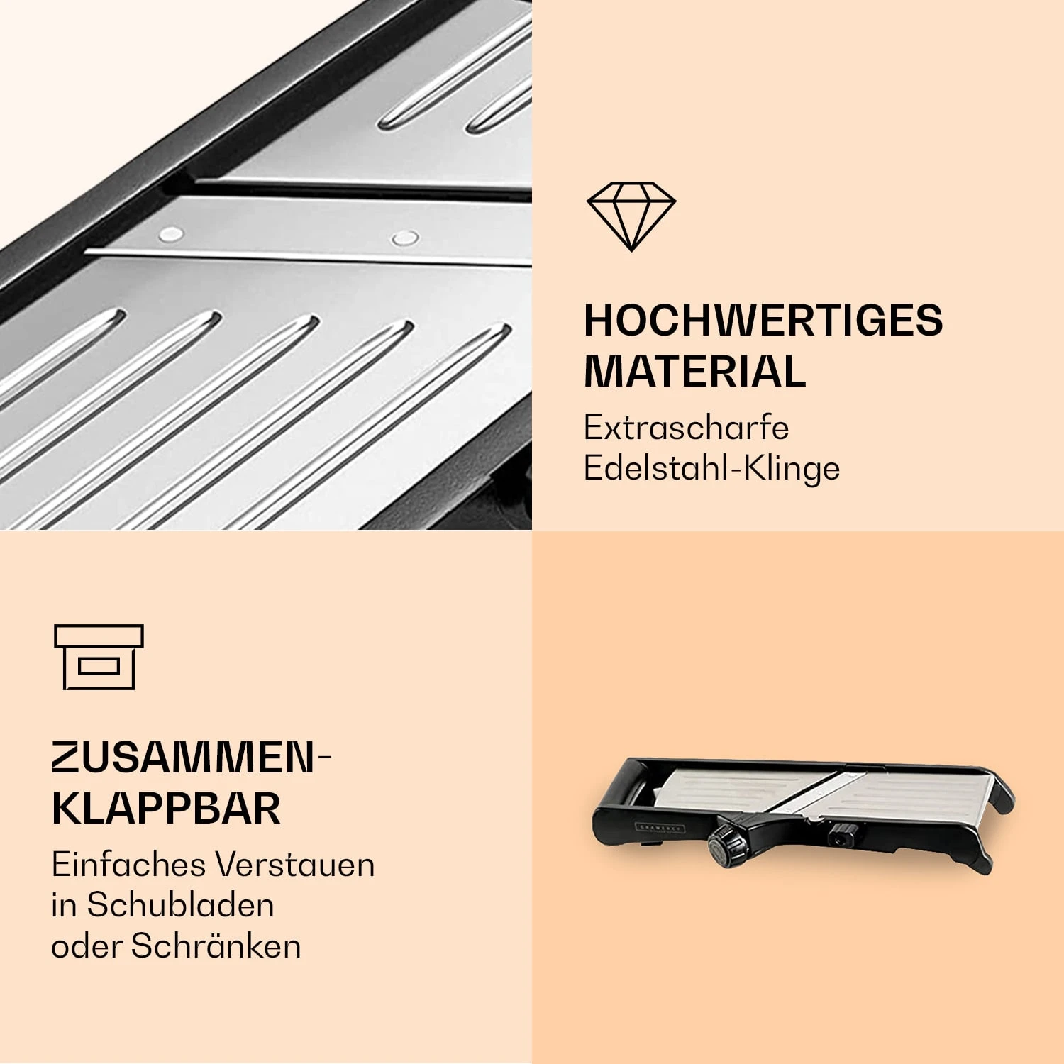 Mandoline Küchenhobel Inkl. Wellenschnitt Edelstahl 1 Bis 9 Mm Julienne-Schneider – Bild 5