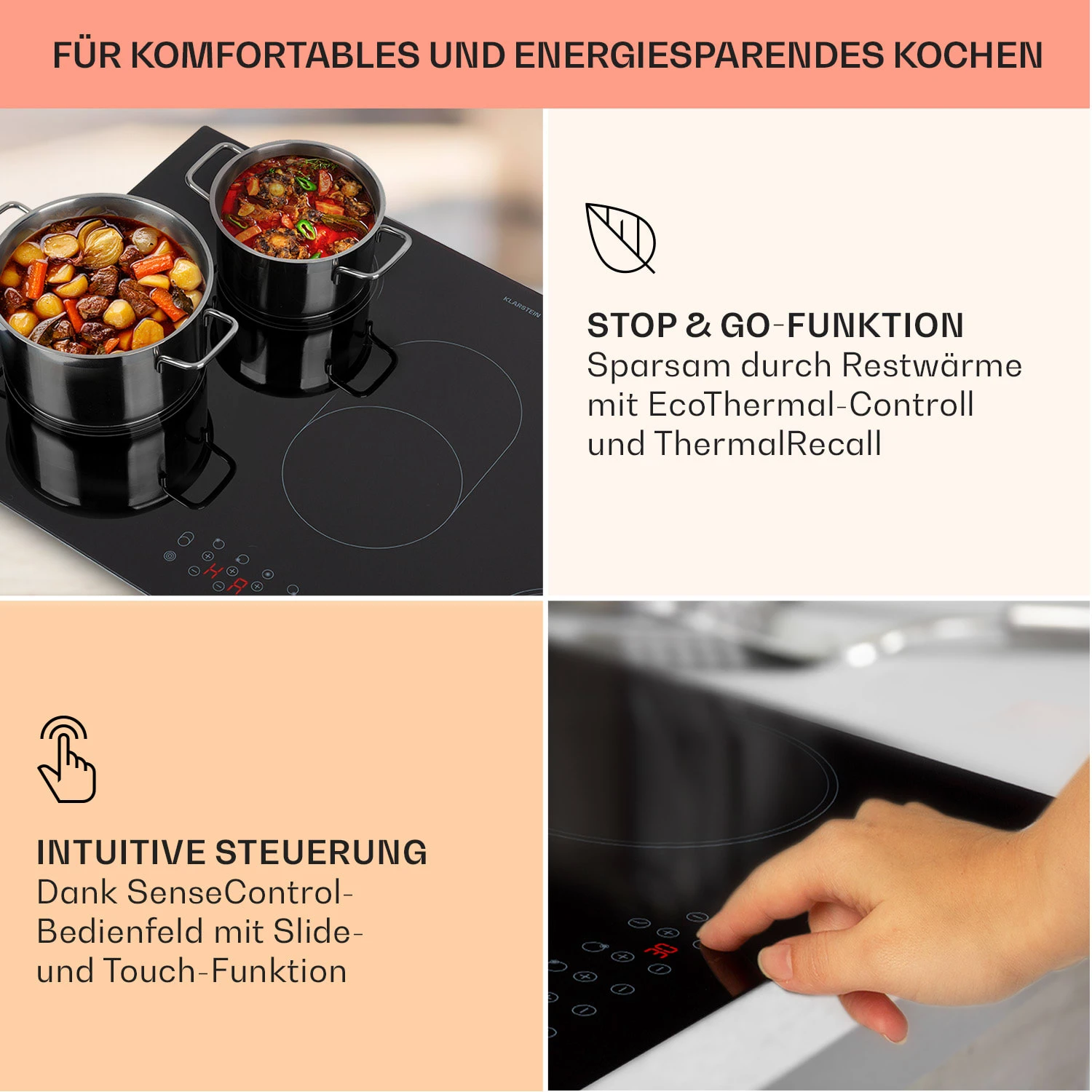 Virtuosa 5 Einbaukochfeld 5 Zonen 8500W Glaskeramik – Bild 4