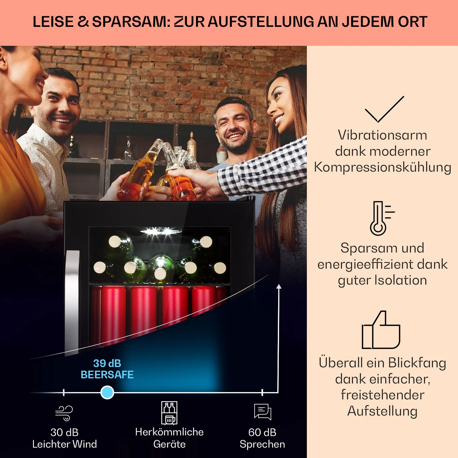 Beersafe 70 Craft Beer Edition Kühlschrank 70 Ltr Glastür Edelstahl – Bild 3