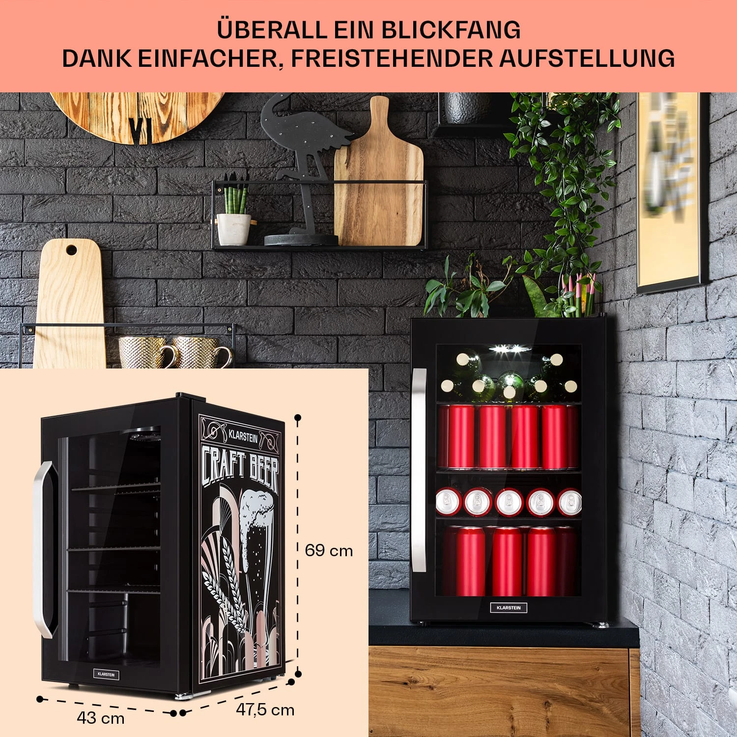 Beersafe 70 Craft Beer Edition Kühlschrank 70 Ltr Glastür Edelstahl – Bild 7