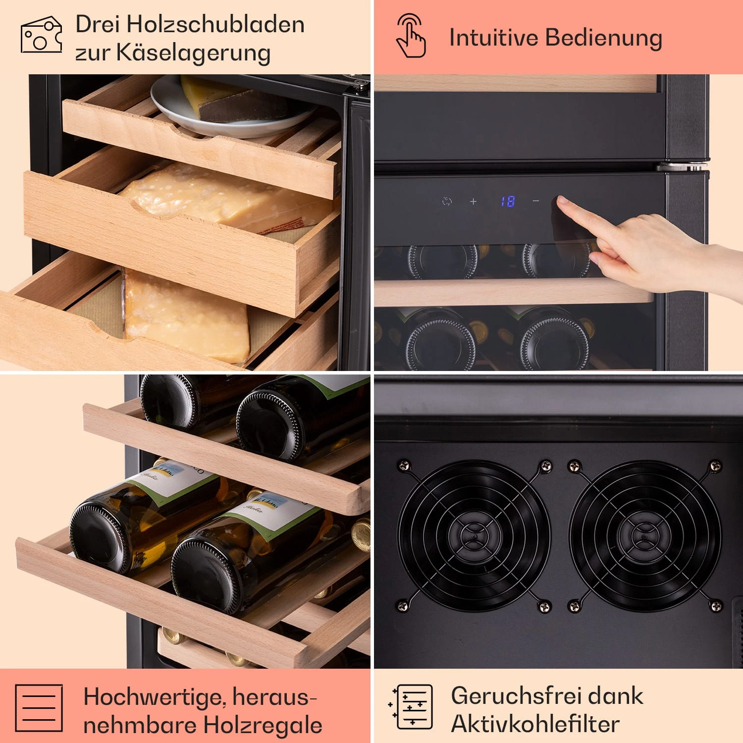 El Dorado 89 Käse & Weinkühlschrank 2 Zonen Touch 89L LED – Bild 5