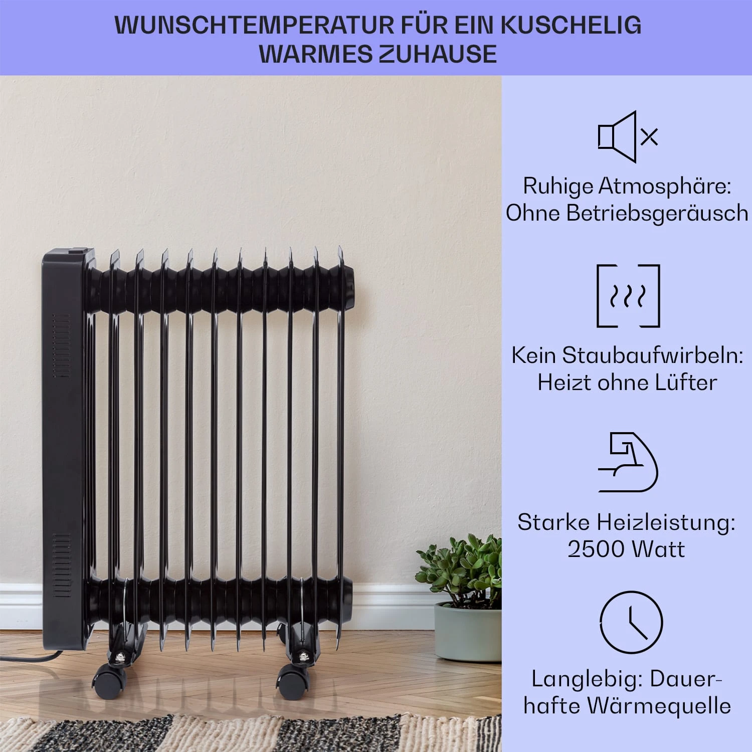 Sanford Smart Ölradiator 2500 W Leistung Wochentimer LED-Display Touch-Panel Klarstein-App – Bild 2