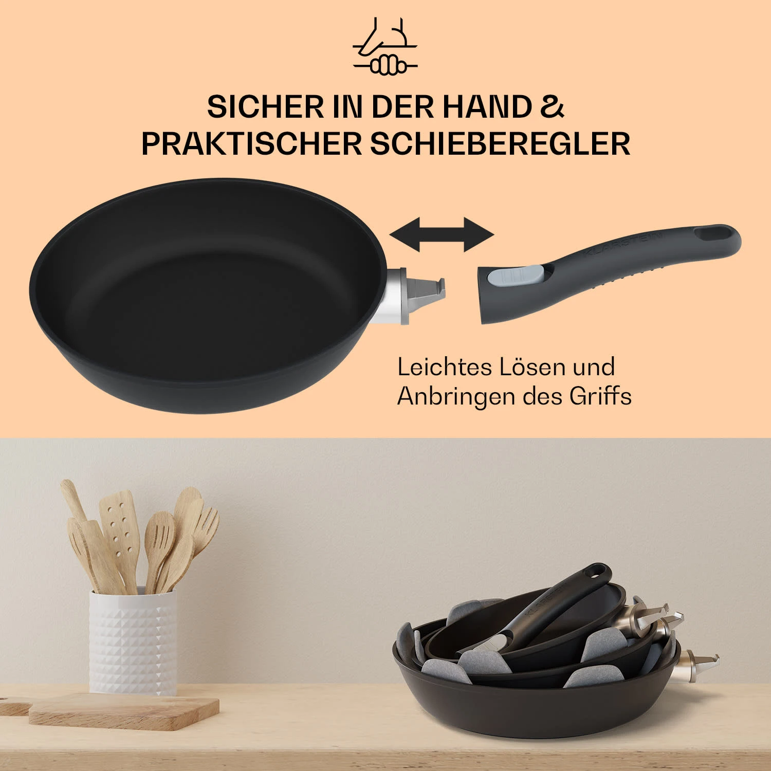 Noto Endurance Bratpfanne Ø24 Cm Geschmiedetes Aluminium Abnehmbarer Griff – Bild 4