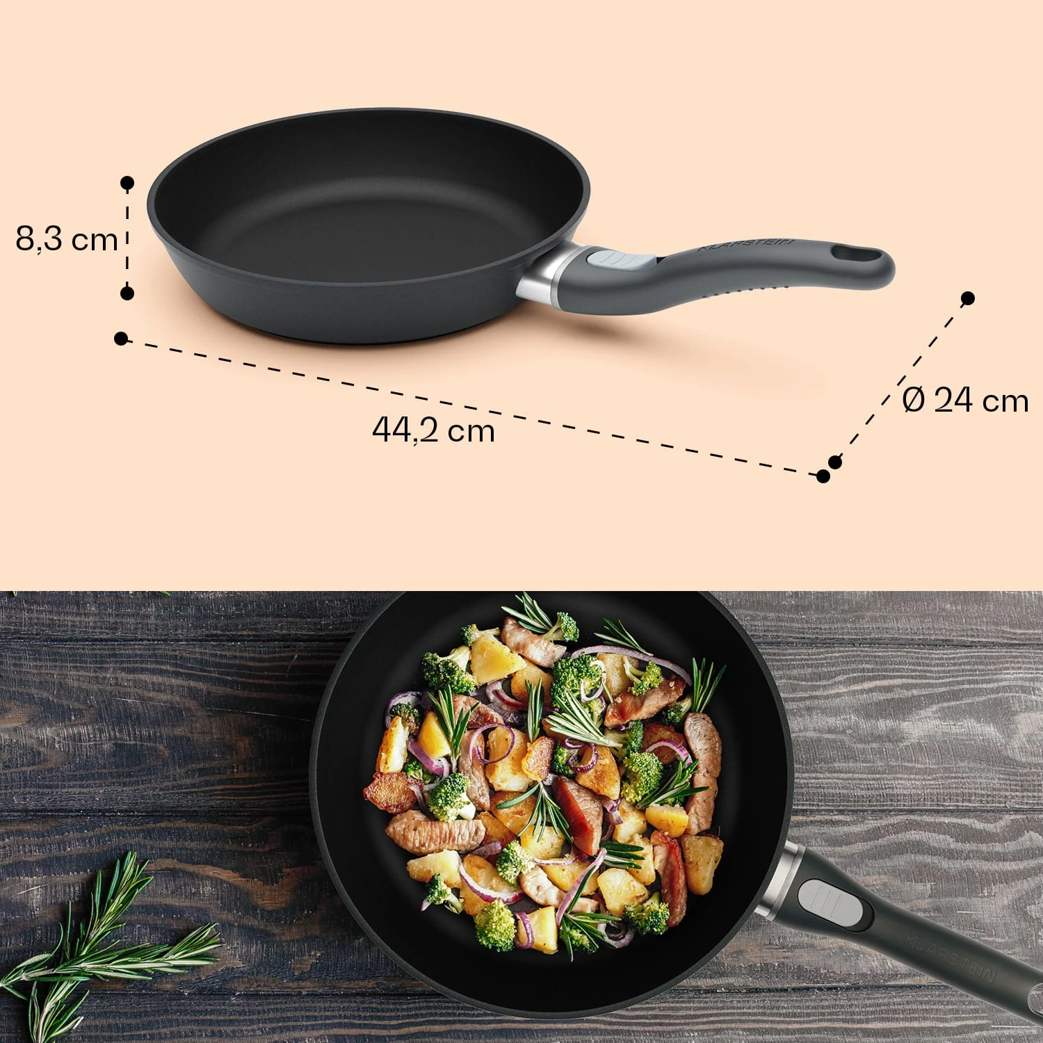 Noto Endurance Bratpfanne Ø24 Cm Geschmiedetes Aluminium Abnehmbarer Griff – Bild 9