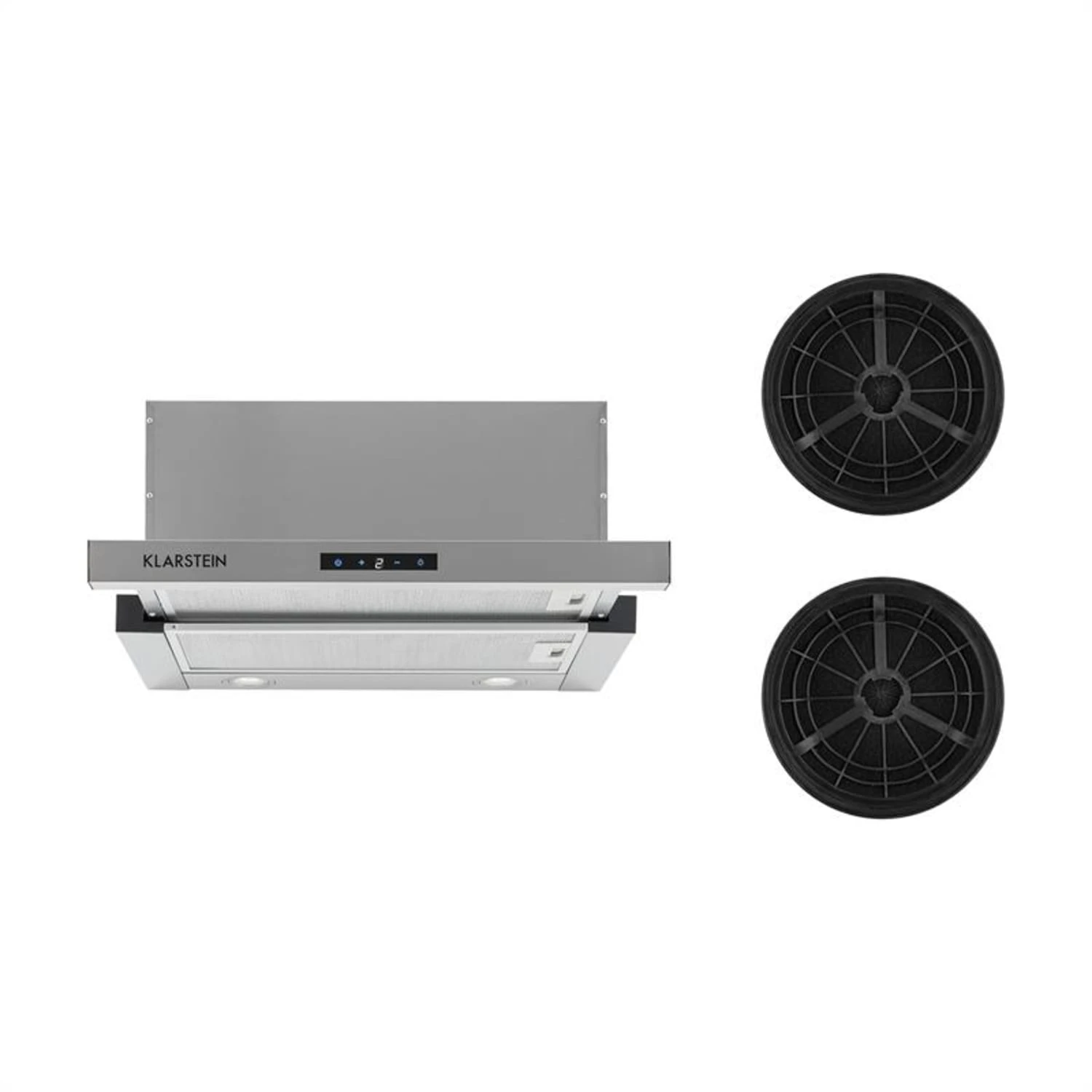 Vinea Dunstabzugshaube Umluftset 60cm 610m³/h Aktivkohlefilter Silber