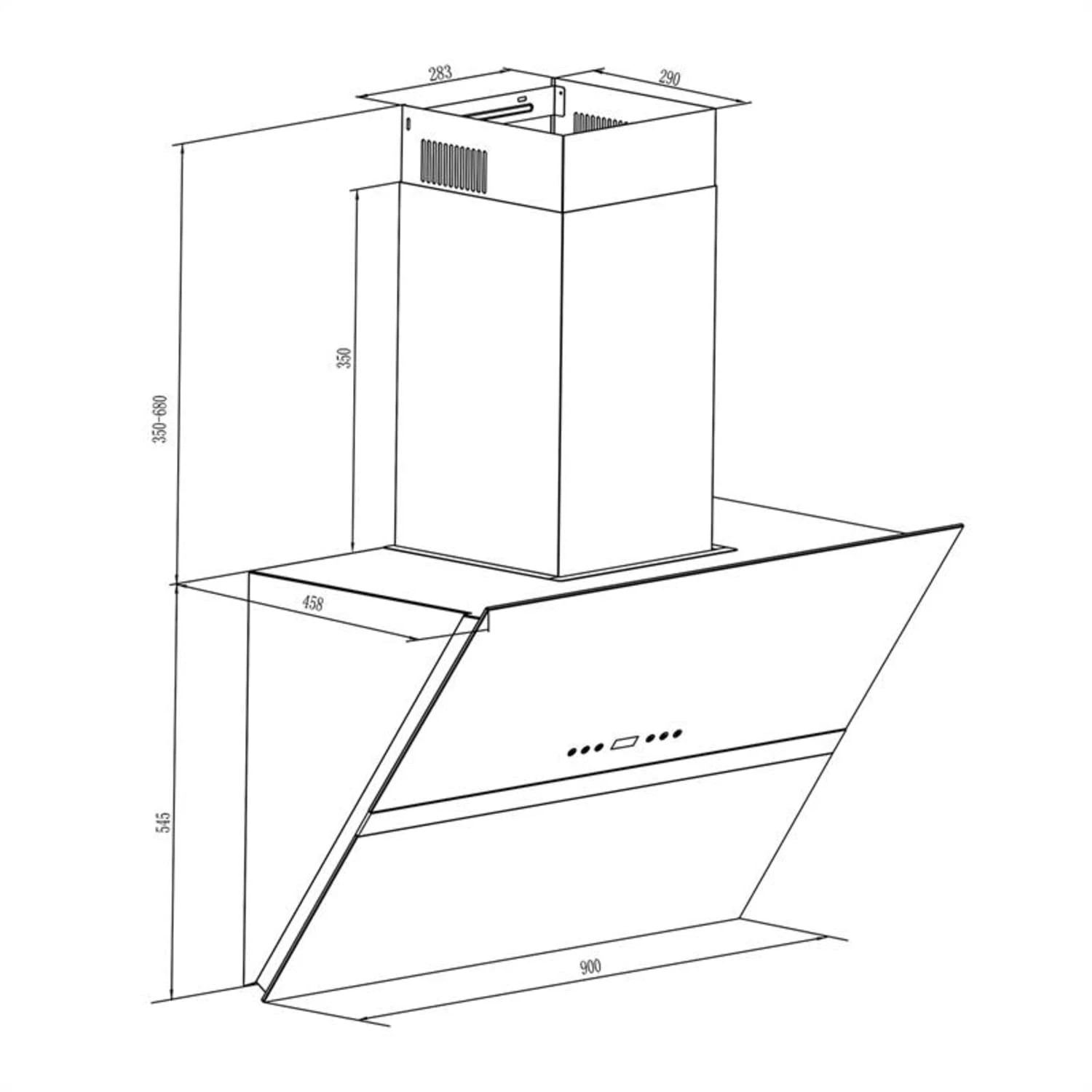 Aurea VII Dunstabzugshaube Umluftset 90cm Aktivkohlefilter Weiß – Bild 7