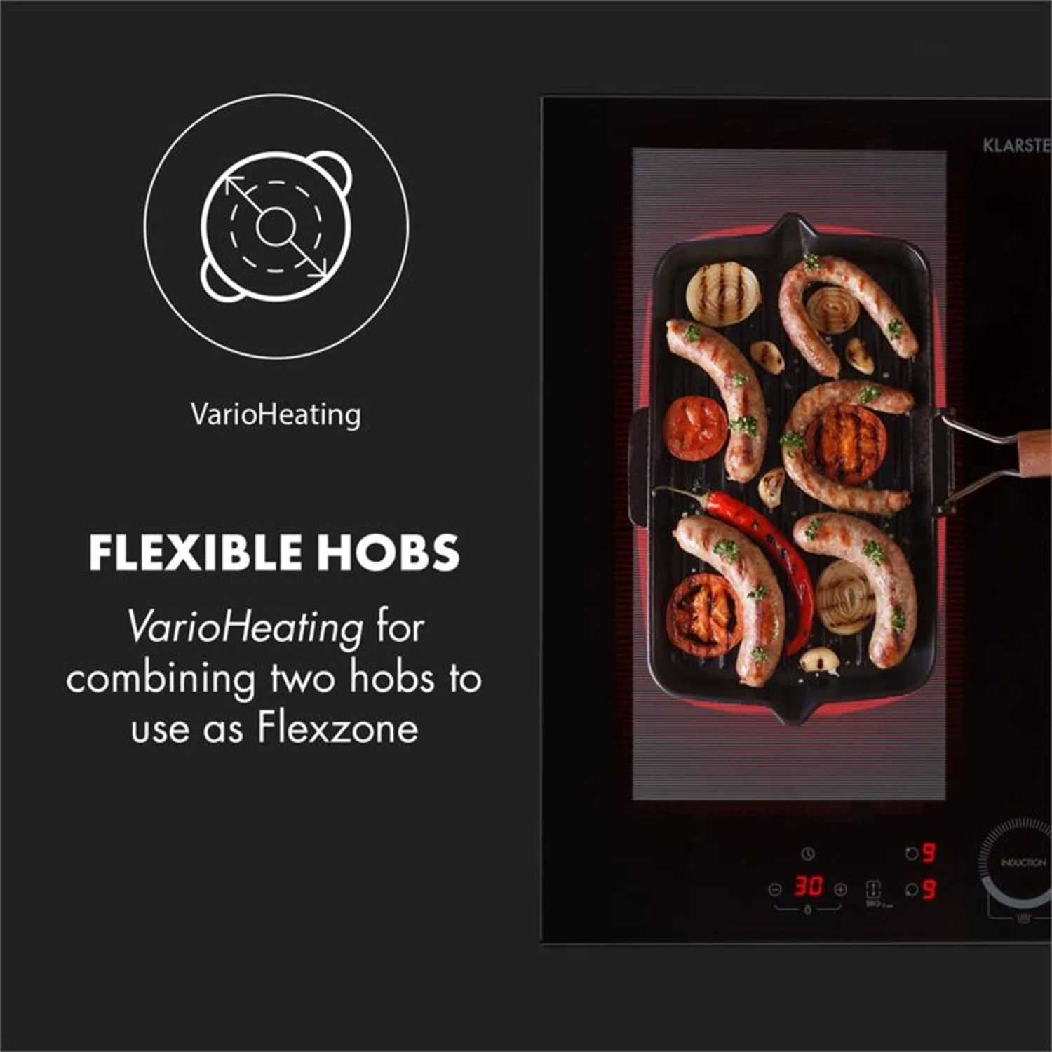 Kalahari Delicatessa Einbau-Ofen-Set Induktion 7000W 68Ltr Schwarz Edelstahl – Bild 8